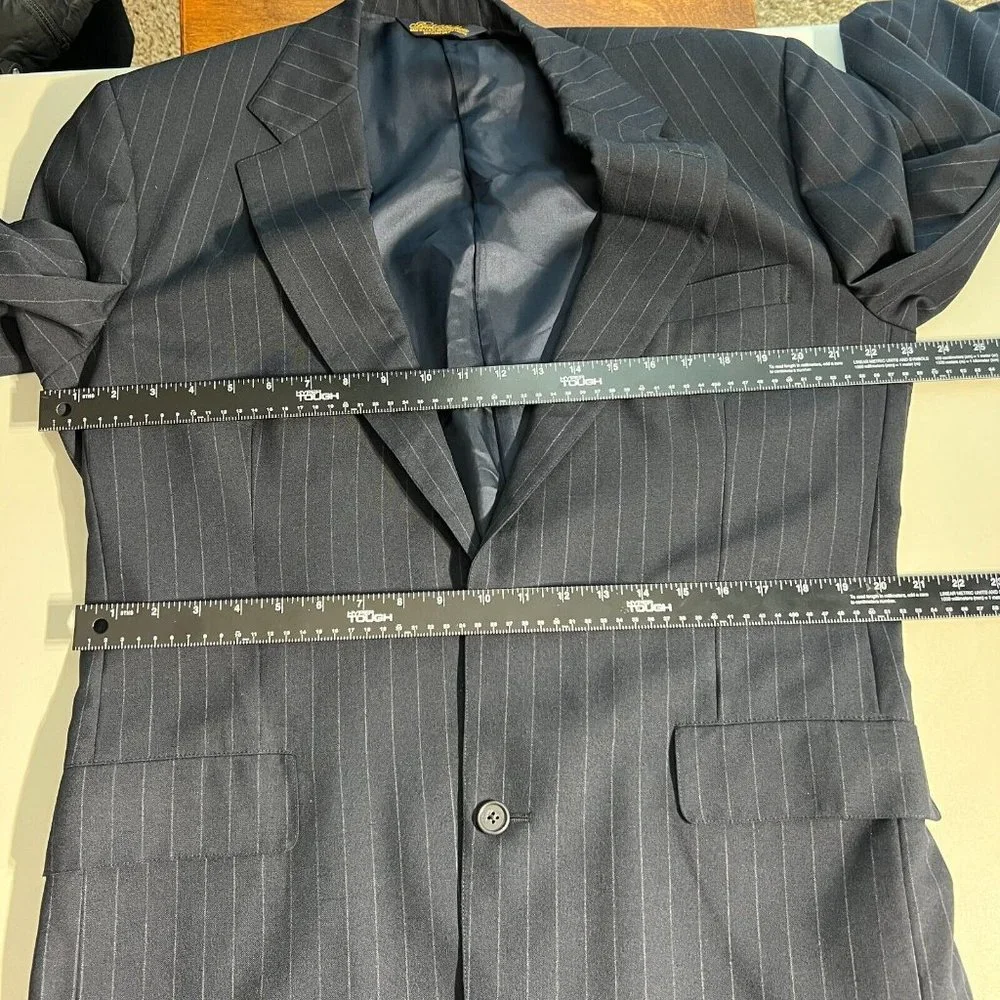 Brooks Brothers Blazer Jacket Sport Coat Mens 41L Blue Pinstripe Wool Brooksease